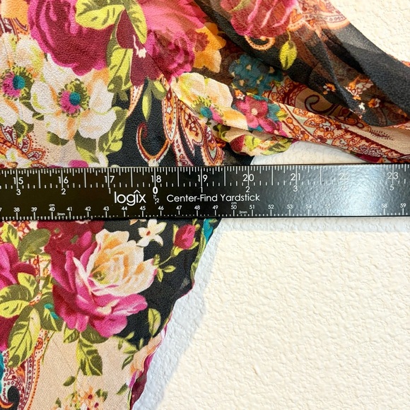 Vtg Vision Apparel Y2K Dark Floral Silk Top Size 1X Boho Whimsigoth Witchy Artsy - Picture 7 of 11